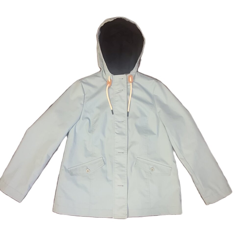 Talbots Hooded Light Blue Rain Jacket/Coat Women's XS - Picture 10 of 16